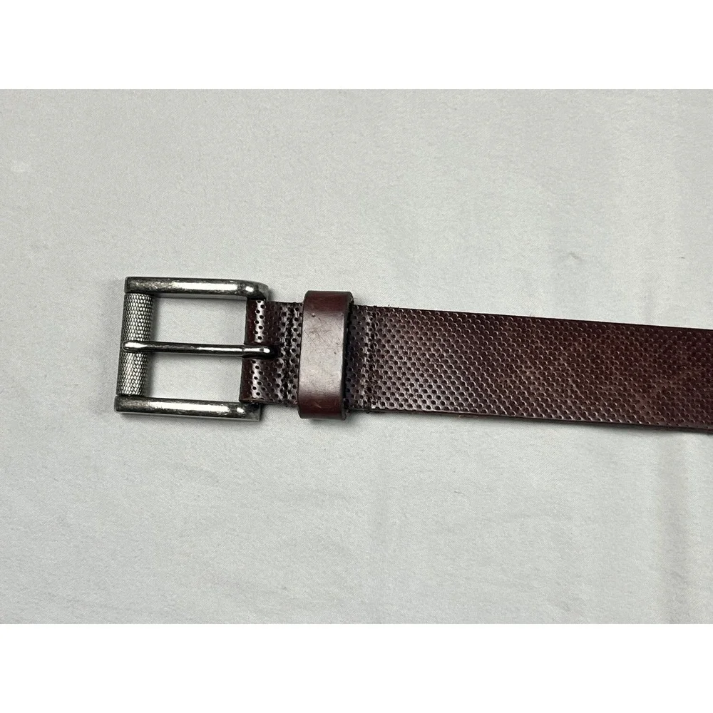 1901 Nordstrom Mens Dark Brown Perforated Leather Belt Size 36 Made in USA
